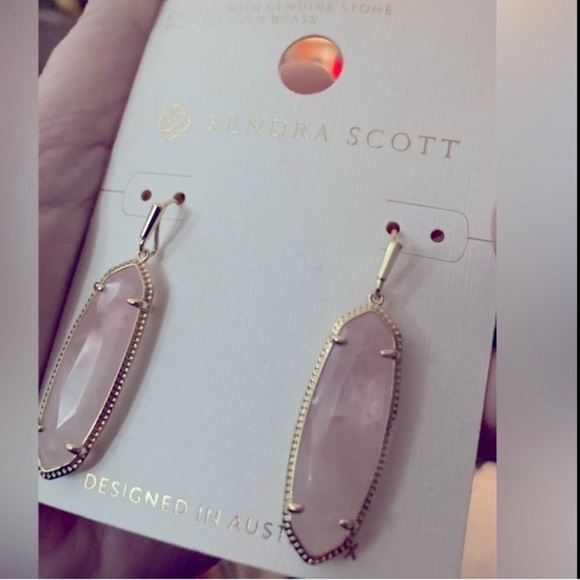KENDRA SCOTT SET Genuine Rose Quartz Earrings & Pendant Necklace Classic NEW NWT - Picture 8 of 13